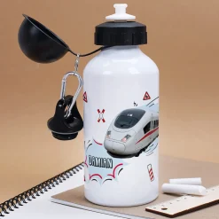 Trinkflasche für Kinder mit Zug-Motiv personalisiert mit Name | Metall | 500ml