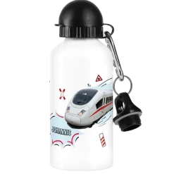 Trinkflasche für Kinder mit Zug-Motiv personalisiert mit Name | Metall | 500ml