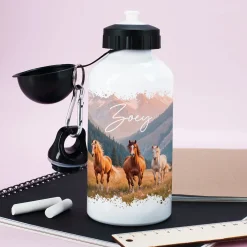 Trinkflasche für Mädchen mit Pferde-Motiv | Personalisiert mit Name | 500ml