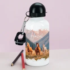 Trinkflasche für Mädchen mit Pferde-Motiv | Personalisiert mit Name | 500ml