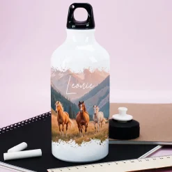 Trinkflasche für Mädchen mit Pferde-Motiv | Personalisiert mit Name | 500ml