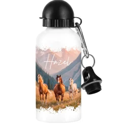 Trinkflasche für Mädchen mit Pferde-Motiv | Personalisiert mit Name | 500ml