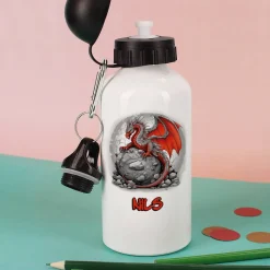 Trinkflasche mit Drachen-Motiv und Wunschname