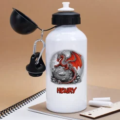 Trinkflasche mit Drachen-Motiv und Wunschname