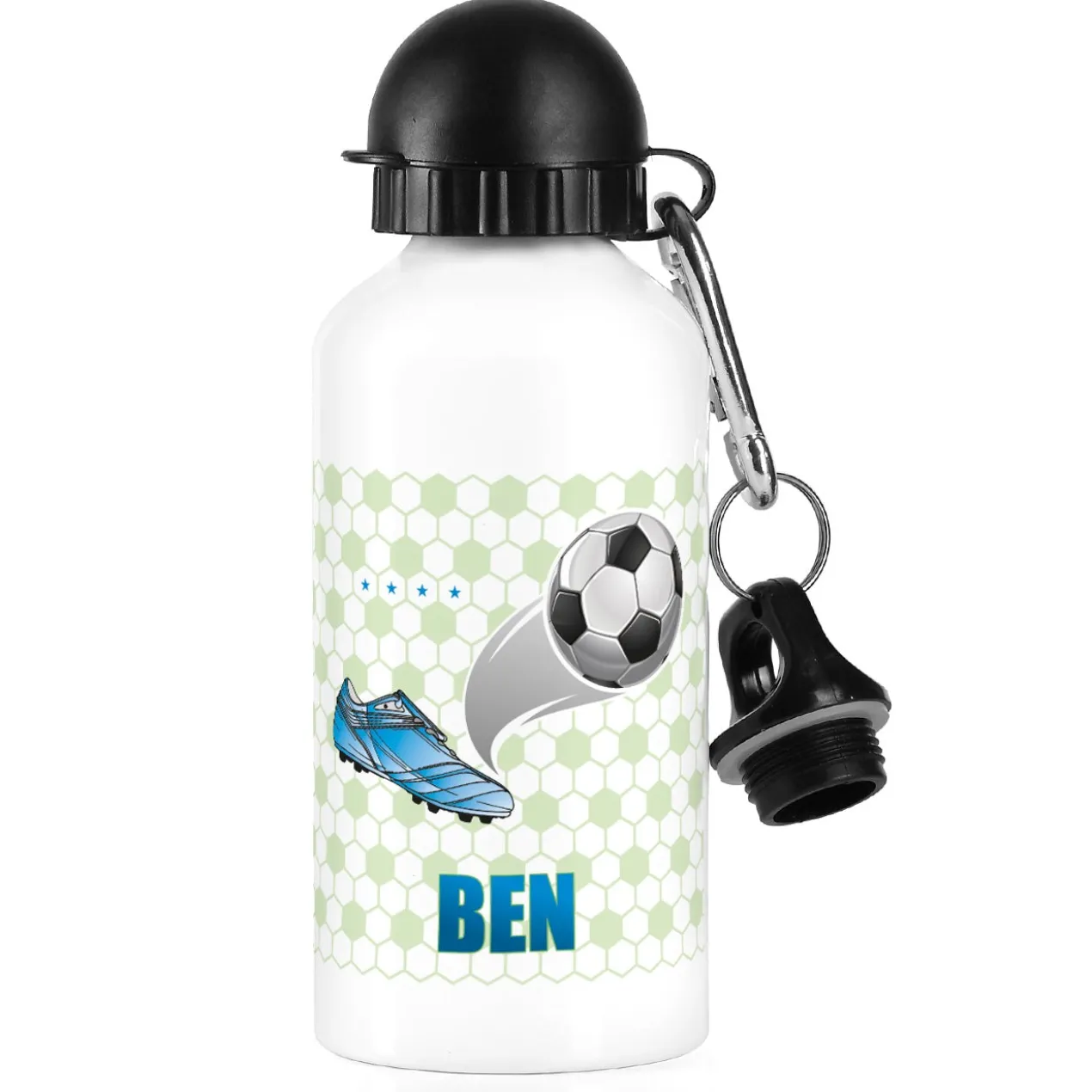 Trinkflasche mit Fußball-Motiv und Name
