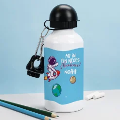Trinkflasche zur Einschulung für Jungen mit Astronaut-Motiv | Personalisiert mit Name | 500ml