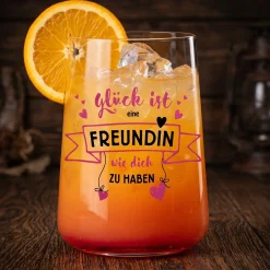 Trinkglas als Geschenk für beste Freundin | Glück ist eine Freundin wie dich zu haben - Glas 430 ml