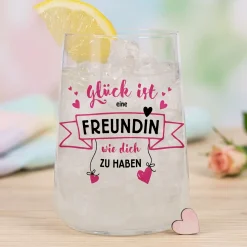 Trinkglas als Geschenk für beste Freundin | Glück ist eine Freundin wie dich zu haben - Glas 430 ml