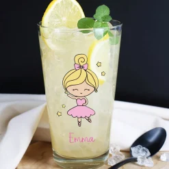 Trinkglas bedruckt mit Ballerina und Wunschname