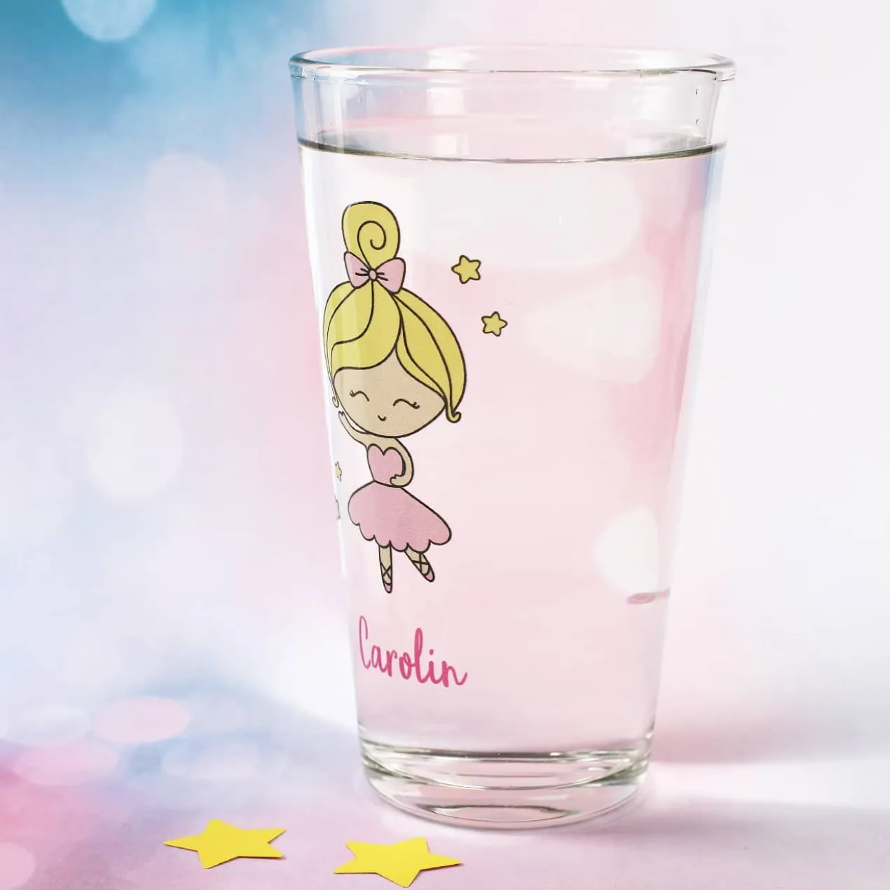 Trinkglas bedruckt mit Ballerina und Wunschname