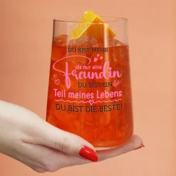 Trinkglas für die beste Freundin mit Spruch | Glas als Geschenk für Frauen & Freundschaft 430 ml