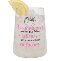 Trinkglas für Freundinnen | Gute Zeiten, schlechte Zeiten Glas als Geschenk für beste Freundin 430ml