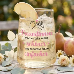 Trinkglas für Freundinnen | Gute Zeiten, schlechte Zeiten Glas als Geschenk für beste Freundin 430ml