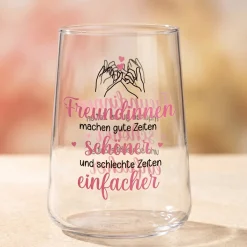 Trinkglas für Freundinnen | Gute Zeiten, schlechte Zeiten Glas als Geschenk für beste Freundin 430ml