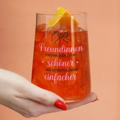 Trinkglas für Freundinnen | Gute Zeiten, schlechte Zeiten Glas als Geschenk für beste Freundin 430ml