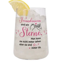 Trinkglas für Freundinnen mit Spruch - Freundinnen sind wie Sterne | Geschenk für beste Freundin 430ml