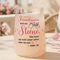 Trinkglas für Freundinnen mit Spruch - Freundinnen sind wie Sterne | Geschenk für beste Freundin 430ml