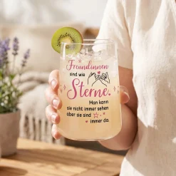 Trinkglas für Freundinnen mit Spruch - Freundinnen sind wie Sterne | Geschenk für beste Freundin 430ml
