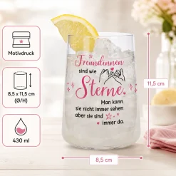 Trinkglas für Freundinnen mit Spruch - Freundinnen sind wie Sterne | Geschenk für beste Freundin 430ml