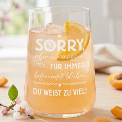Trinkglas für Freundinnen mit witzigem Spruch | Geschenk für beste Freundin & Freundschaft 430 ml Glas