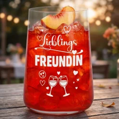 Trinkglas Lieblingsfreundin mit Herzmotiv | Glas 430ml als Geschenk für beste Freundin | Cocktailglas