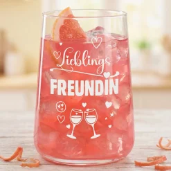 Trinkglas Lieblingsfreundin mit Herzmotiv | Glas 430ml als Geschenk für beste Freundin | Cocktailglas