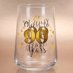 Trinkglas mit Aufdruck 'Cheers' zum 90. Geburtstag | 430 ml Glas als Geburtstagsgeschenk