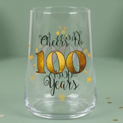 Trinkglas mit Aufdruck 'Cheers' zum 100. Geburtstag | 430 ml Glas als Geburtstagsgeschenk