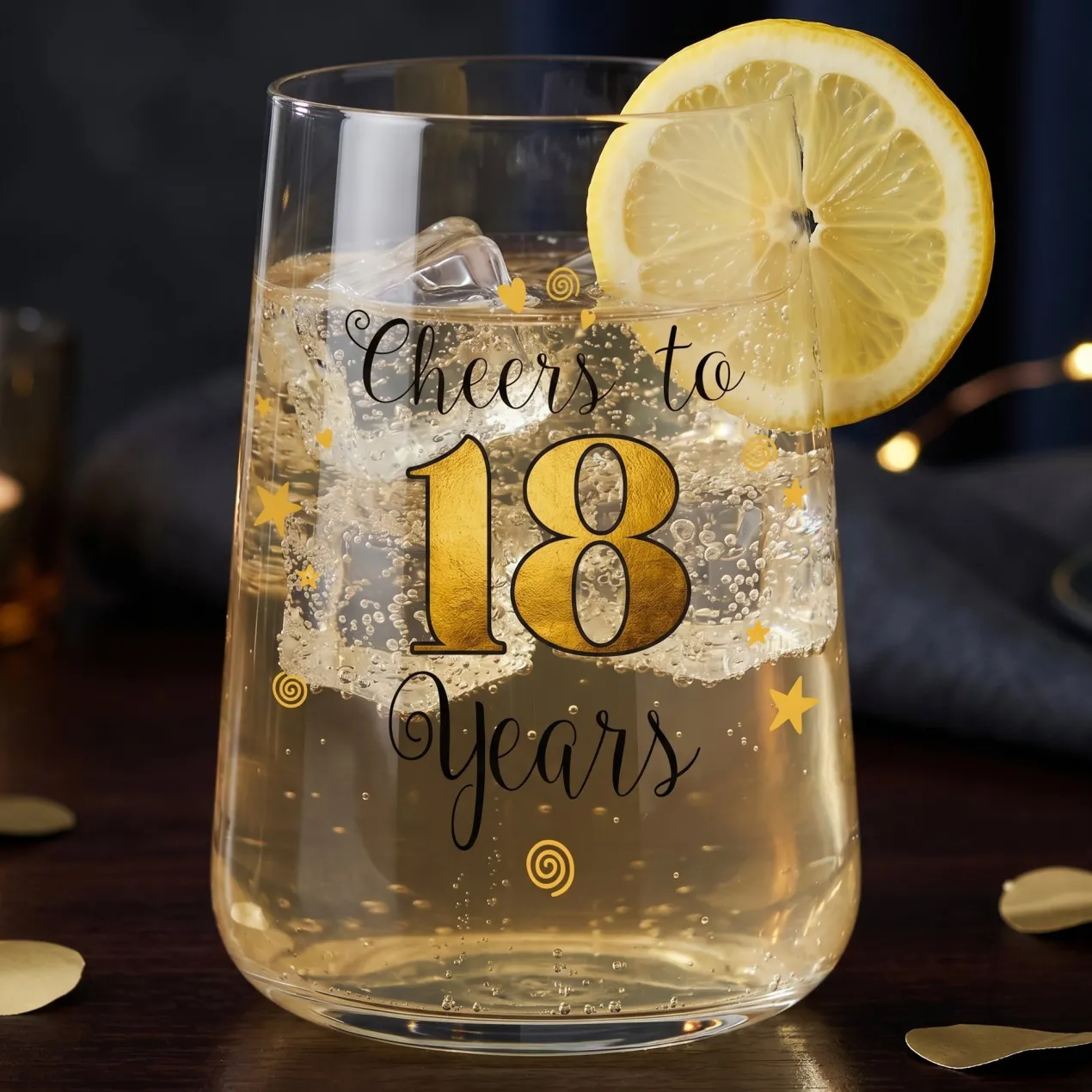 Trinkglas mit Aufdruck 'Cheers' zum 18. Geburtstag | 430 ml Glas als Geburtstagsgeschenk