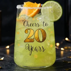 Trinkglas mit Aufdruck 'Cheers' zum 20. Geburtstag | 430 ml Glas als Geburtstagsgeschenk