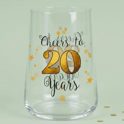 Trinkglas mit Aufdruck 'Cheers' zum 20. Geburtstag | 430 ml Glas als Geburtstagsgeschenk