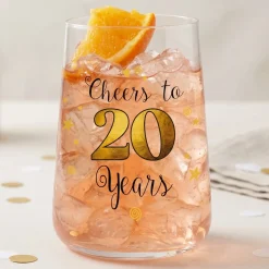 Trinkglas mit Aufdruck 'Cheers' zum 20. Geburtstag | 430 ml Glas als Geburtstagsgeschenk