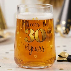 Trinkglas mit Aufdruck 'Cheers' zum 30. Geburtstag | 430 ml Glas als Geburtstagsgeschenk