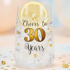 Trinkglas mit Aufdruck 'Cheers' zum 30. Geburtstag | 430 ml Glas als Geburtstagsgeschenk