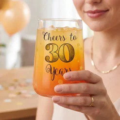 Trinkglas mit Aufdruck 'Cheers' zum 30. Geburtstag | 430 ml Glas als Geburtstagsgeschenk