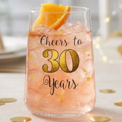 Trinkglas mit Aufdruck 'Cheers' zum 30. Geburtstag | 430 ml Glas als Geburtstagsgeschenk