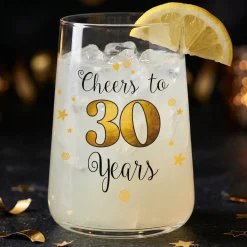 Trinkglas mit Aufdruck 'Cheers' zum 30. Geburtstag | 430 ml Glas als Geburtstagsgeschenk