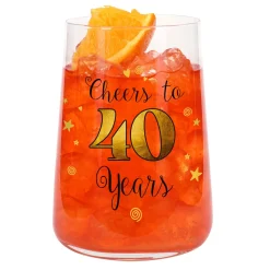 Trinkglas mit Aufdruck 'Cheers' zum 40. Geburtstag | 430 ml Glas als Geburtstagsgeschenk