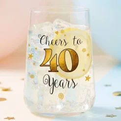Trinkglas mit Aufdruck 'Cheers' zum 40. Geburtstag | 430 ml Glas als Geburtstagsgeschenk
