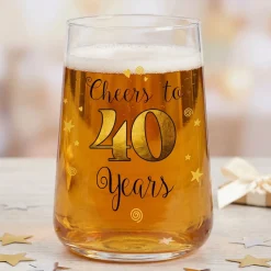 Trinkglas mit Aufdruck 'Cheers' zum 40. Geburtstag | 430 ml Glas als Geburtstagsgeschenk