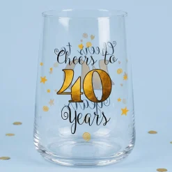 Trinkglas mit Aufdruck 'Cheers' zum 40. Geburtstag | 430 ml Glas als Geburtstagsgeschenk