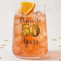 Trinkglas mit Aufdruck 'Cheers' zum 50. Geburtstag | 430 ml Glas als Geburtstagsgeschenk