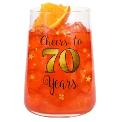 Trinkglas mit Aufdruck 'Cheers' zum 70. Geburtstag | 430 ml Glas als Geburtstagsgeschenk
