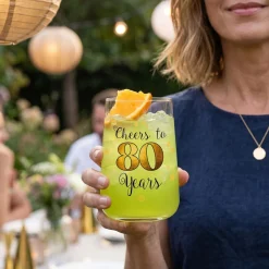 Trinkglas mit Aufdruck 'Cheers' zum 80. Geburtstag | 430 ml Glas als Geburtstagsgeschenk
