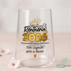 Trinkglas mit Aufdruck 'Eine Legende geht in Rente!' | Geschenk für Frauen zum Renteneintritt