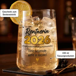Trinkglas mit Aufdruck 'Eine Legende geht in Rente!' | Geschenk für Frauen zum Renteneintritt