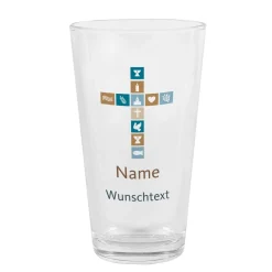 Trinkglas mit Kreuz zur Konfirmation, Kommunion oder Taufe