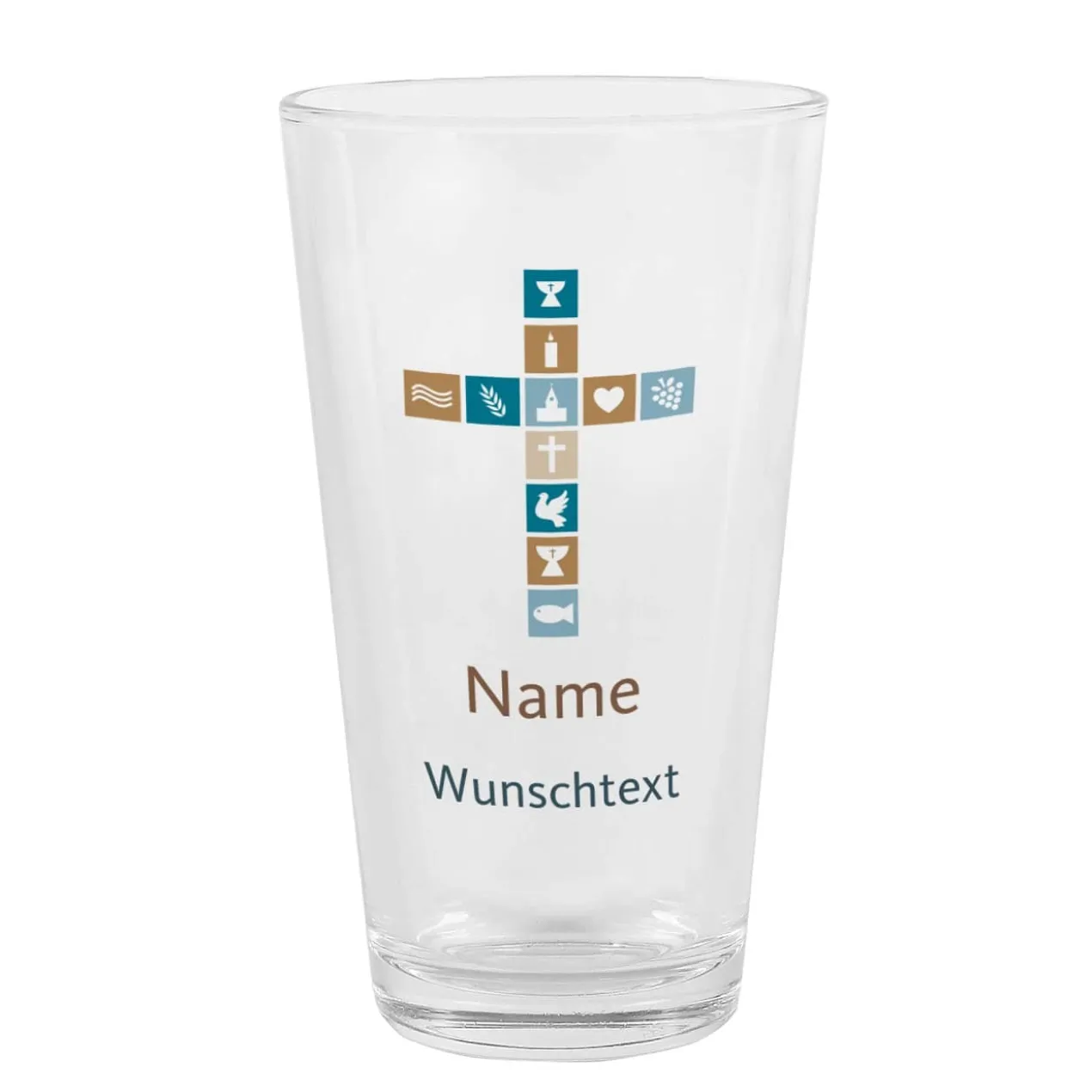 Trinkglas mit Kreuz zur Konfirmation, Kommunion oder Taufe