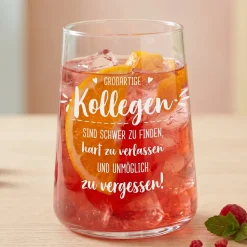 Trinkglas mit Spruch für Kollegen | Abschiedsgeschenk für Arbeitskollegen & Kolleginnen aus Glas 430 ml
