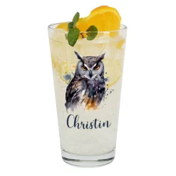 Trinkglas mit Wintertieren und Name, 4 Motive zur Auswahl
